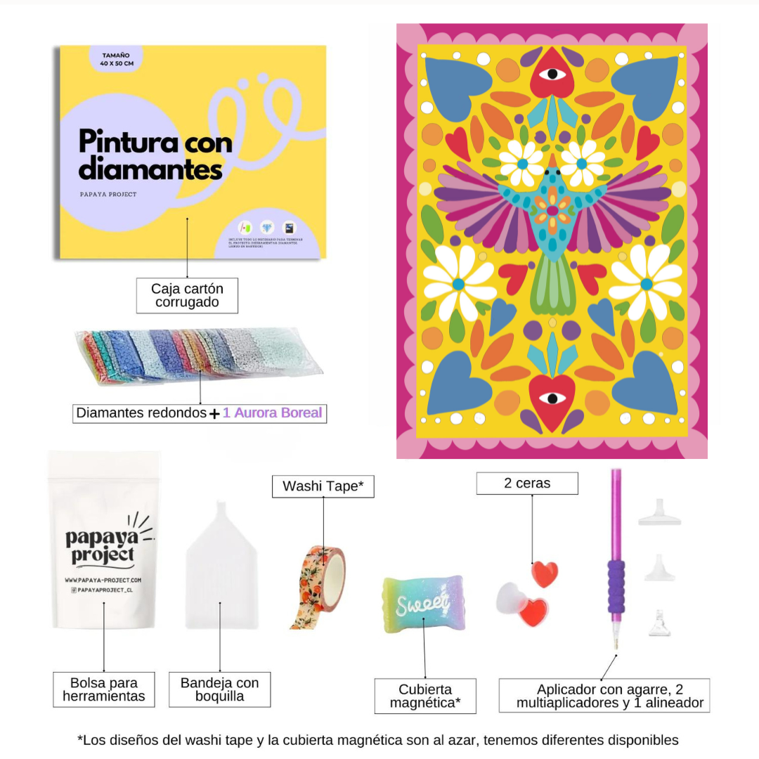 Pintura con diamantes-✨ KIT PLUS✨Pájaro Multicolor