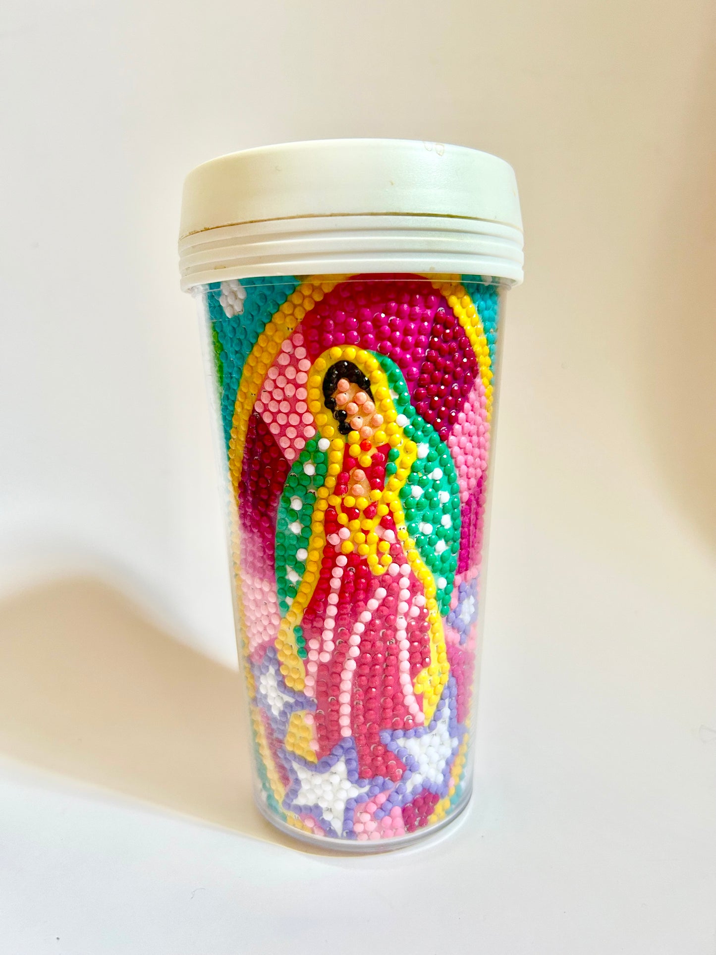 Vaso pintura con diamantes- Virgen - La flor de Frida Default Title La flor de Frida