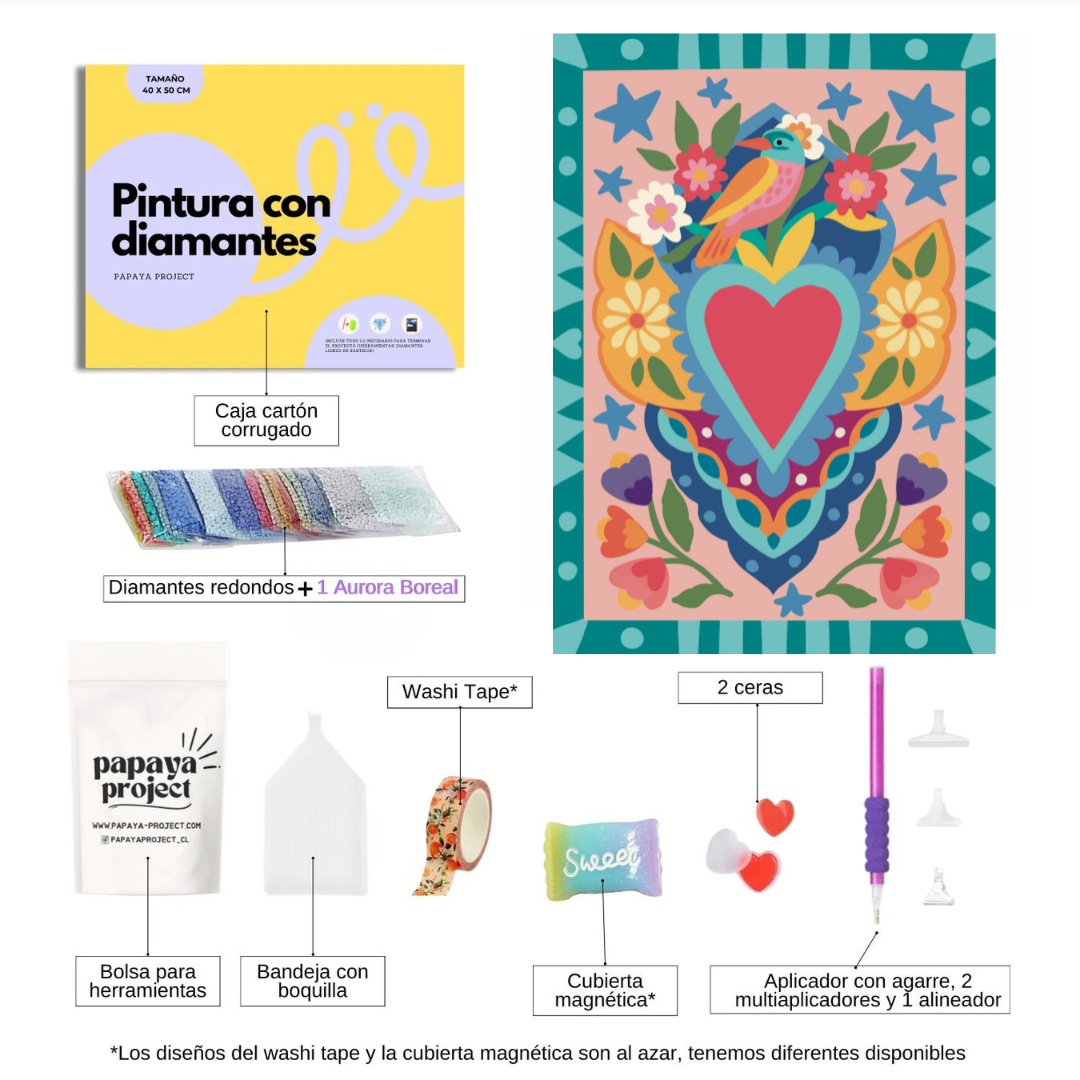 Pintura con diamantes-✨ KIT PLUS✨ Pajarito y corazón
