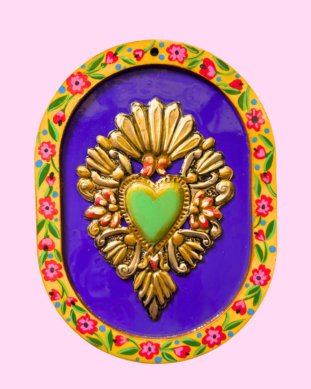 Corazón Carmen menta-Fondo morado