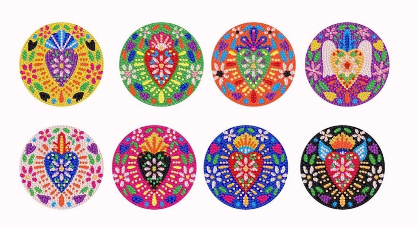 Portavasos pinta con diamantes corazón - La flor de Frida Default Title La flor de Frida