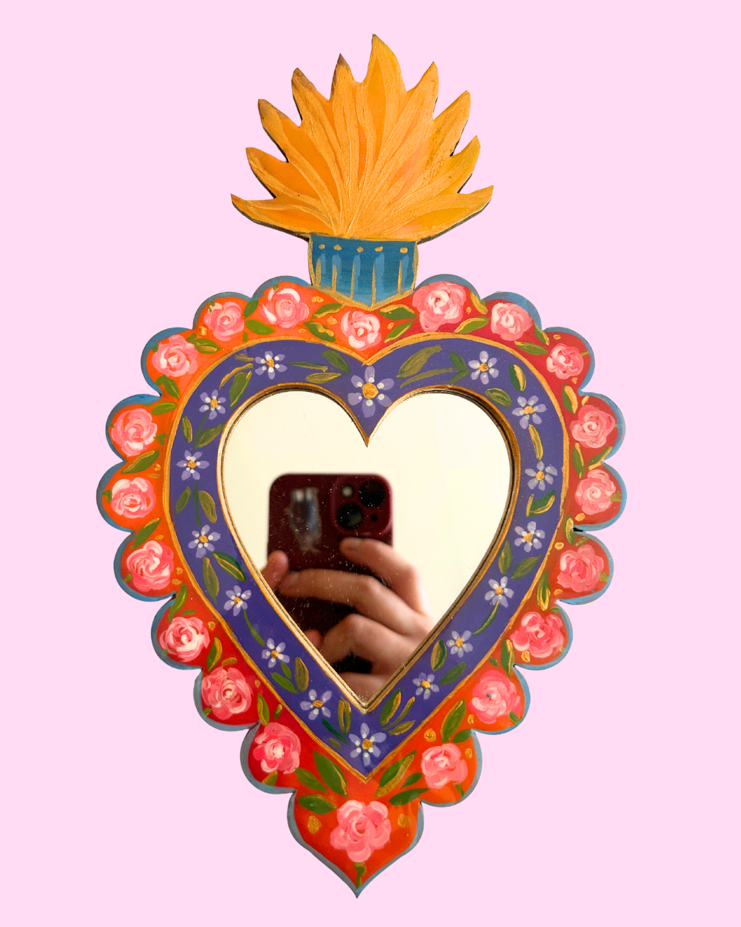 Espejo corazón-flores