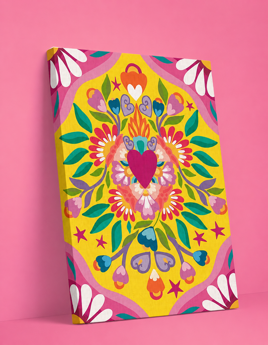 Pinta con diamantes-Corazón floral
