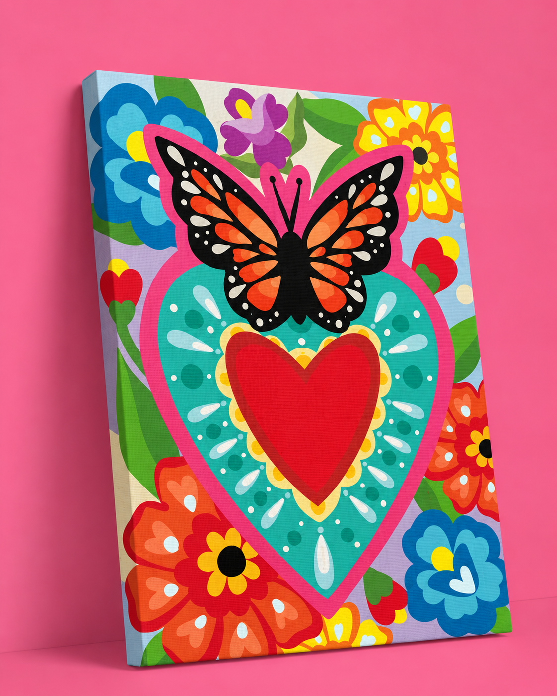 Pinta con diamantes-Mariposa sobre corazón