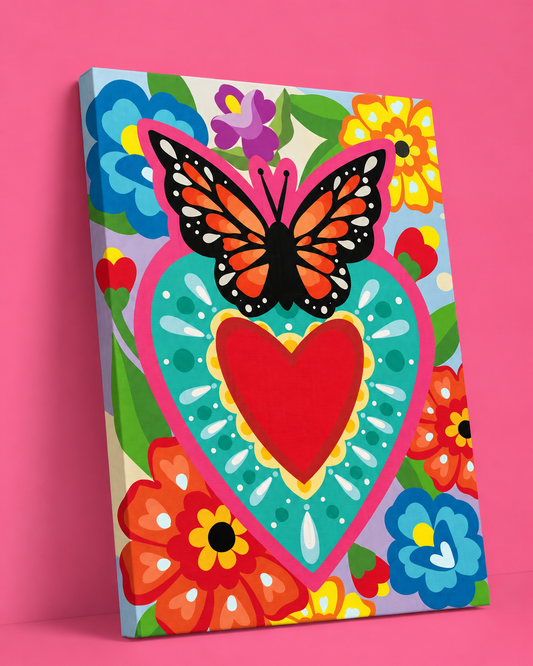 Pinta con diamantes-Mariposa sobre corazón