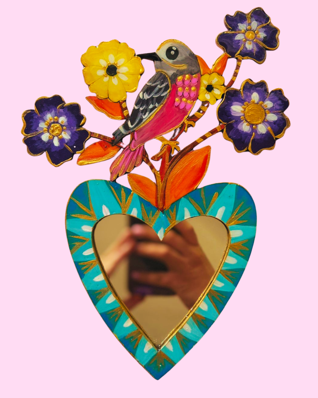 Espejo Pájaro - Borde azules