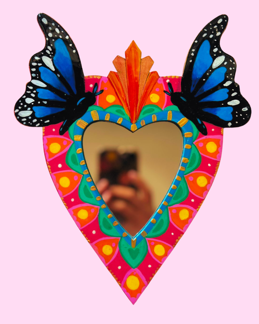 Espejo mariposas azules