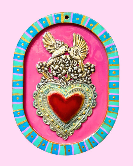 Corazón Pajaritos rojo