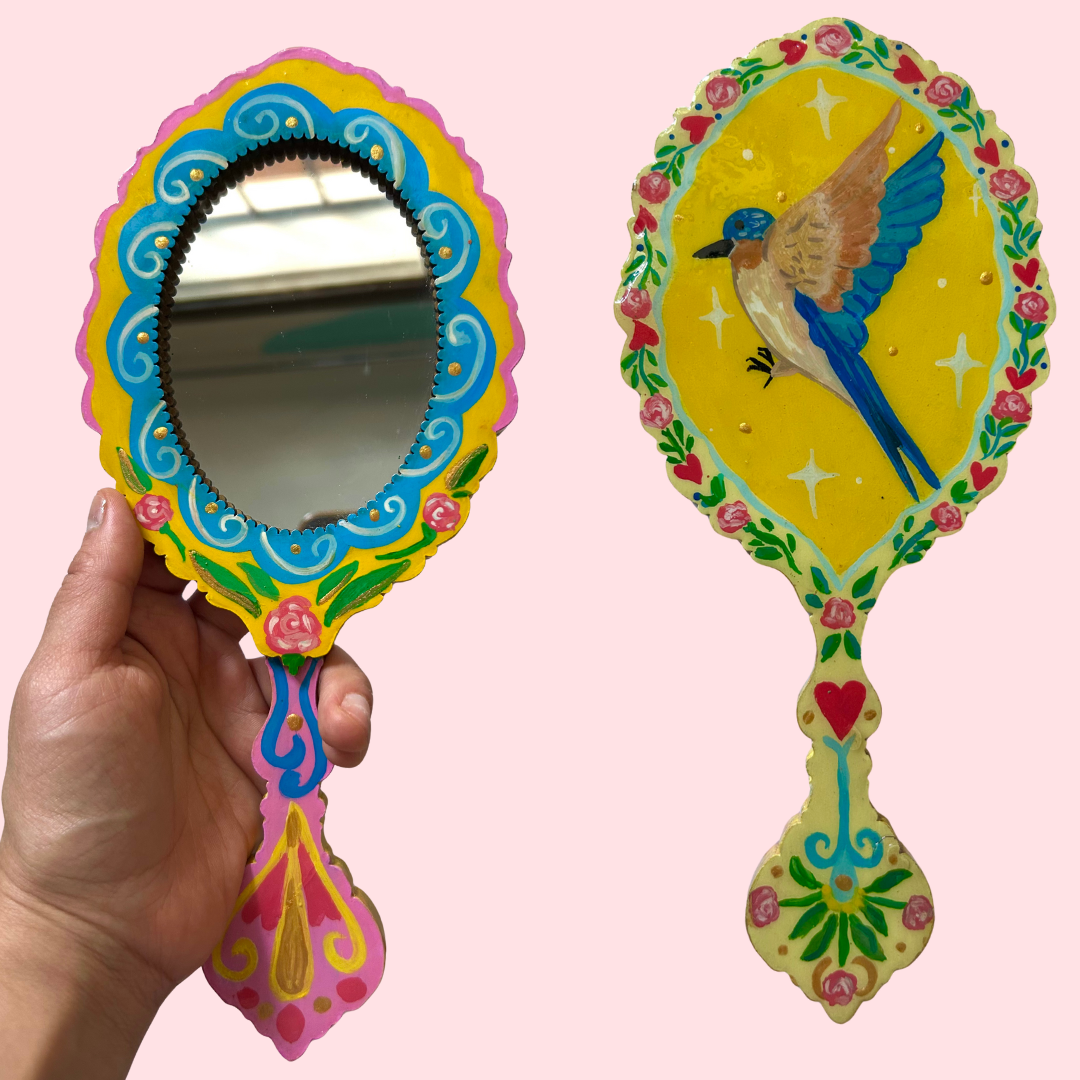 Espejo de mano- Pájaro