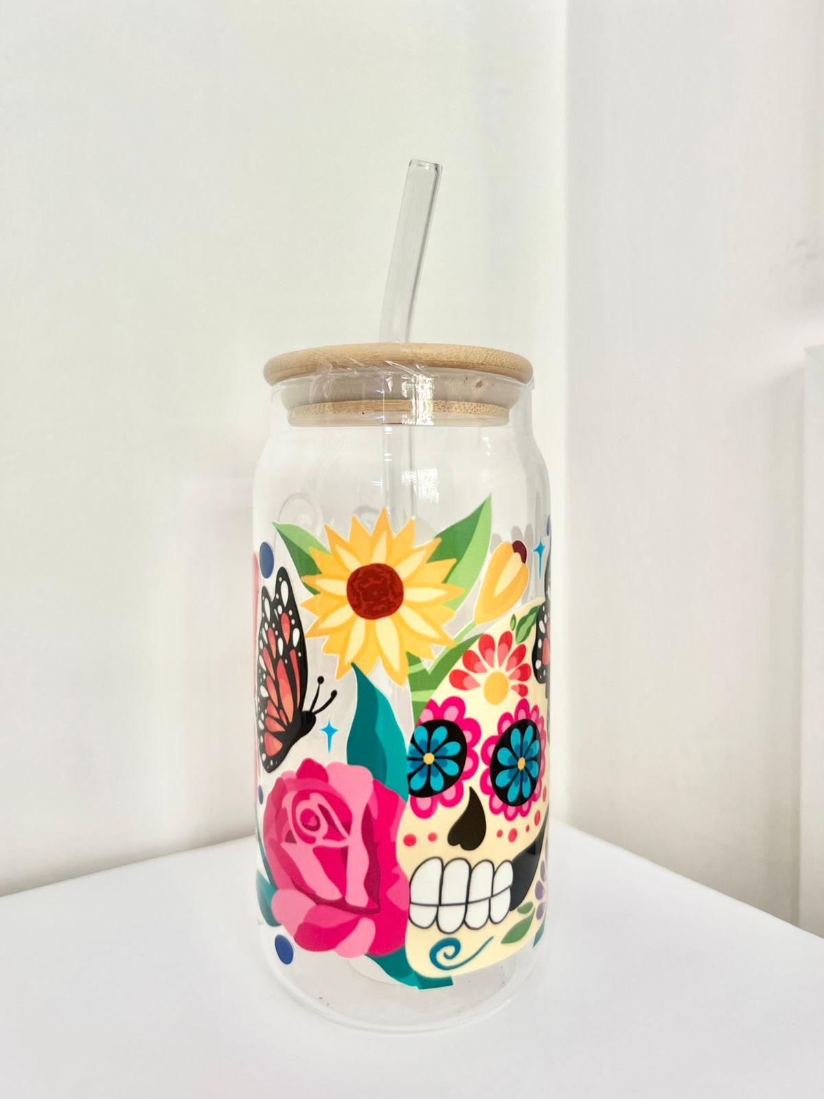 Vaso de vidrio-catrina