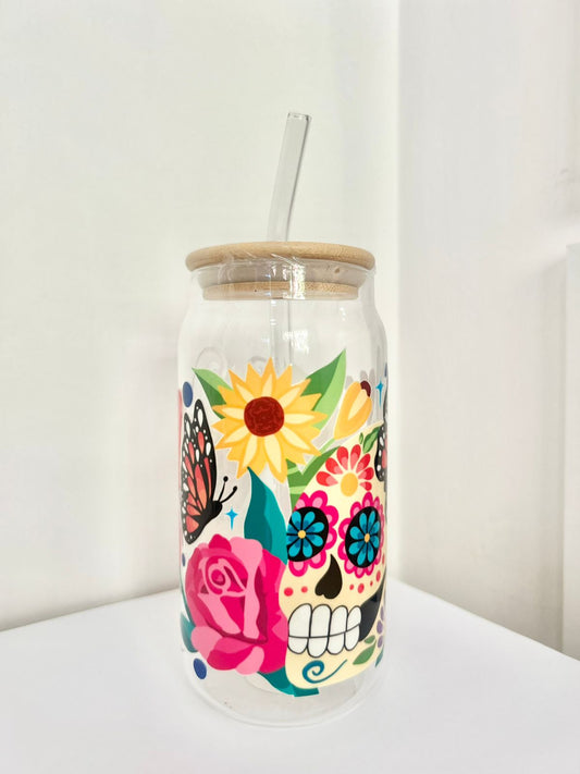 Vaso de vidrio-catrina