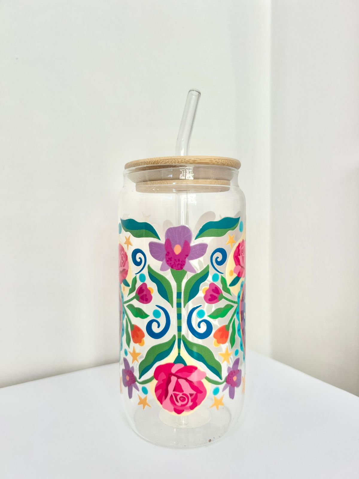 Vaso de vidrio-Rosas