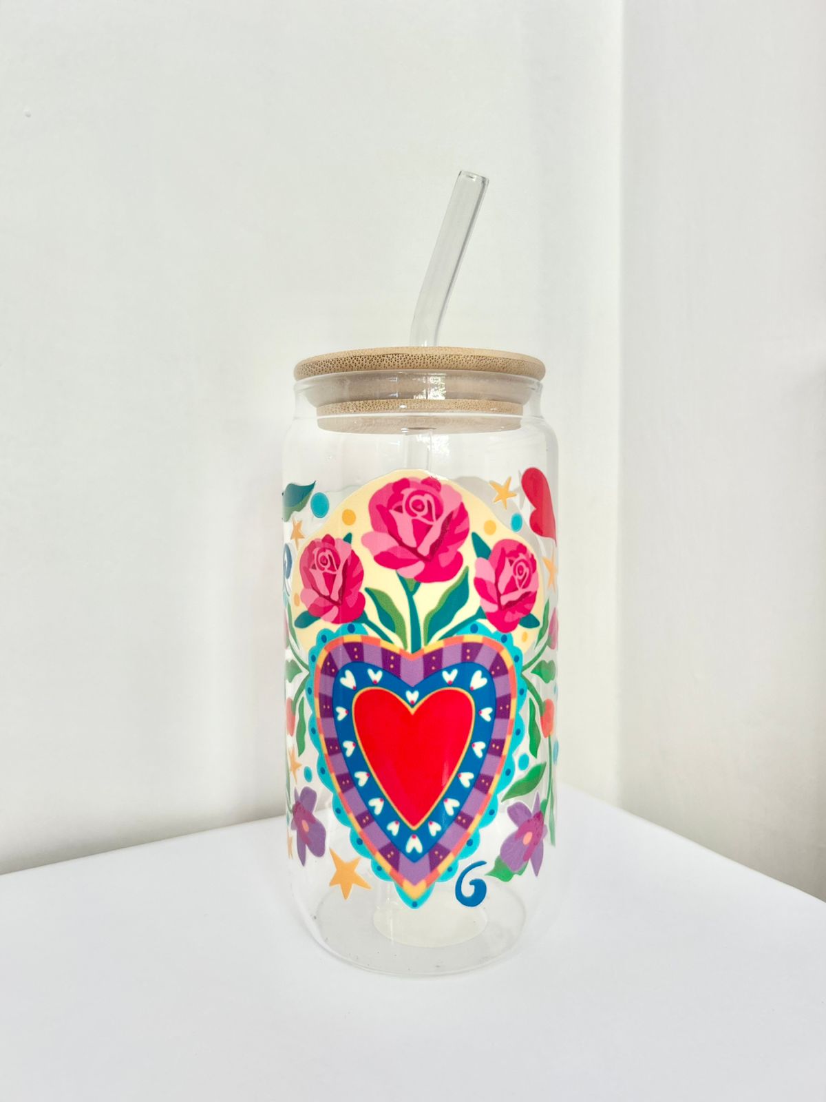 Vaso de vidrio-Rosas