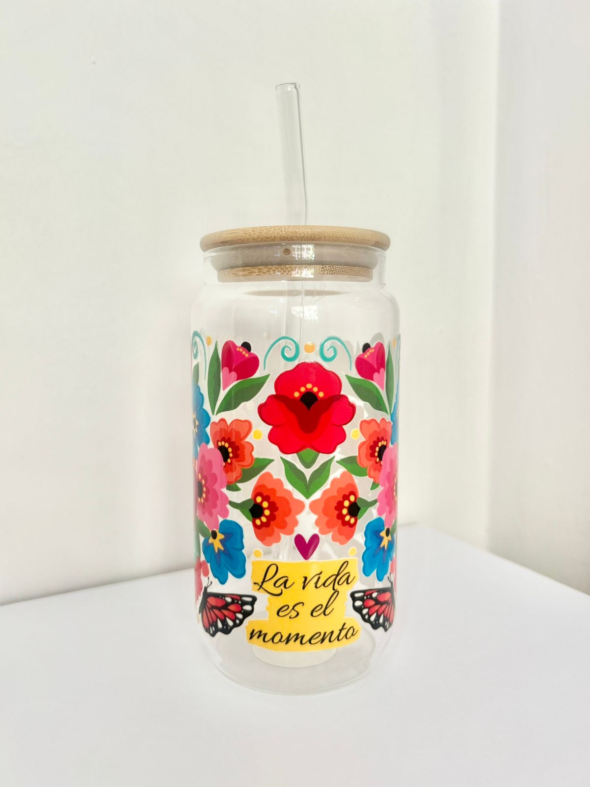 Vaso de vidrio-La vida es el momento